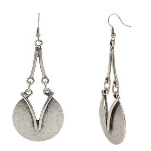 Hammered Silver Plated Bohemian Drop Earrings – Handmade Pewter by Chanour - Picture 1 of 9